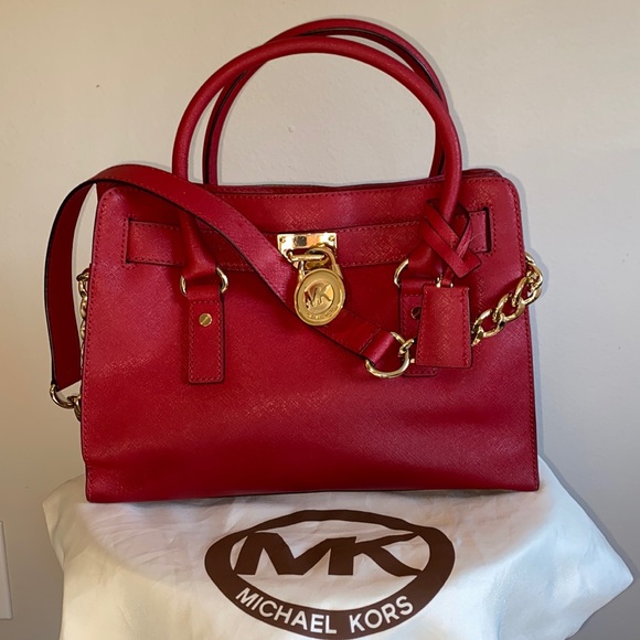 Michael Kors Red Leather Medium Hamilton